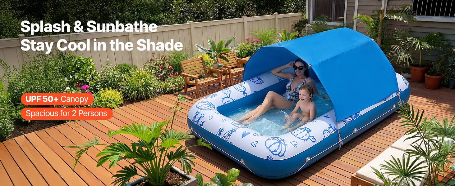 Vevor - VEVOR Matelas Gonflable Piscine avec Pare-solaire Bain de Soleil Flottant 250 kg - Image 9