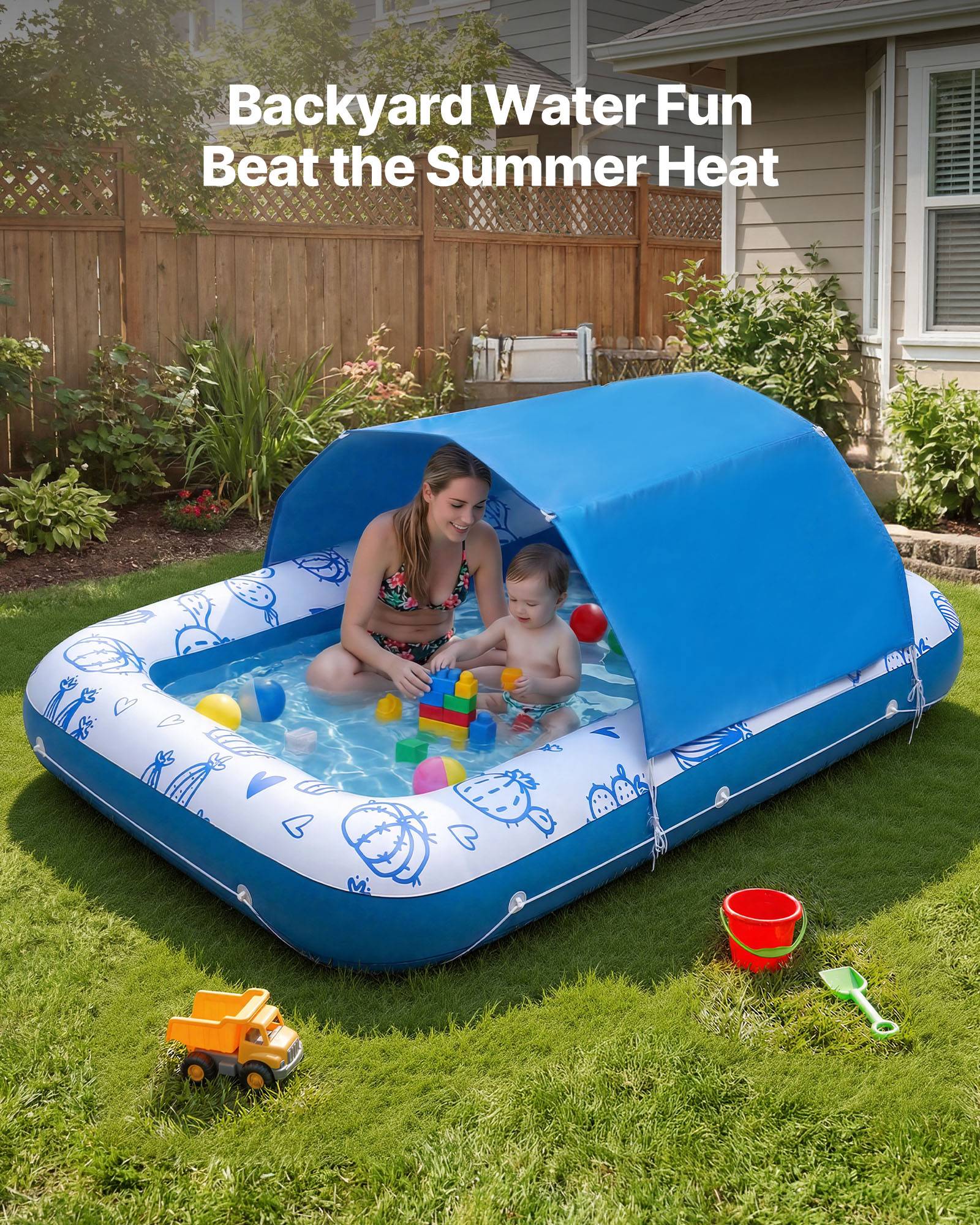 Vevor - VEVOR Matelas Gonflable Piscine avec Pare-solaire Bain de Soleil Flottant 250 kg - Image 5