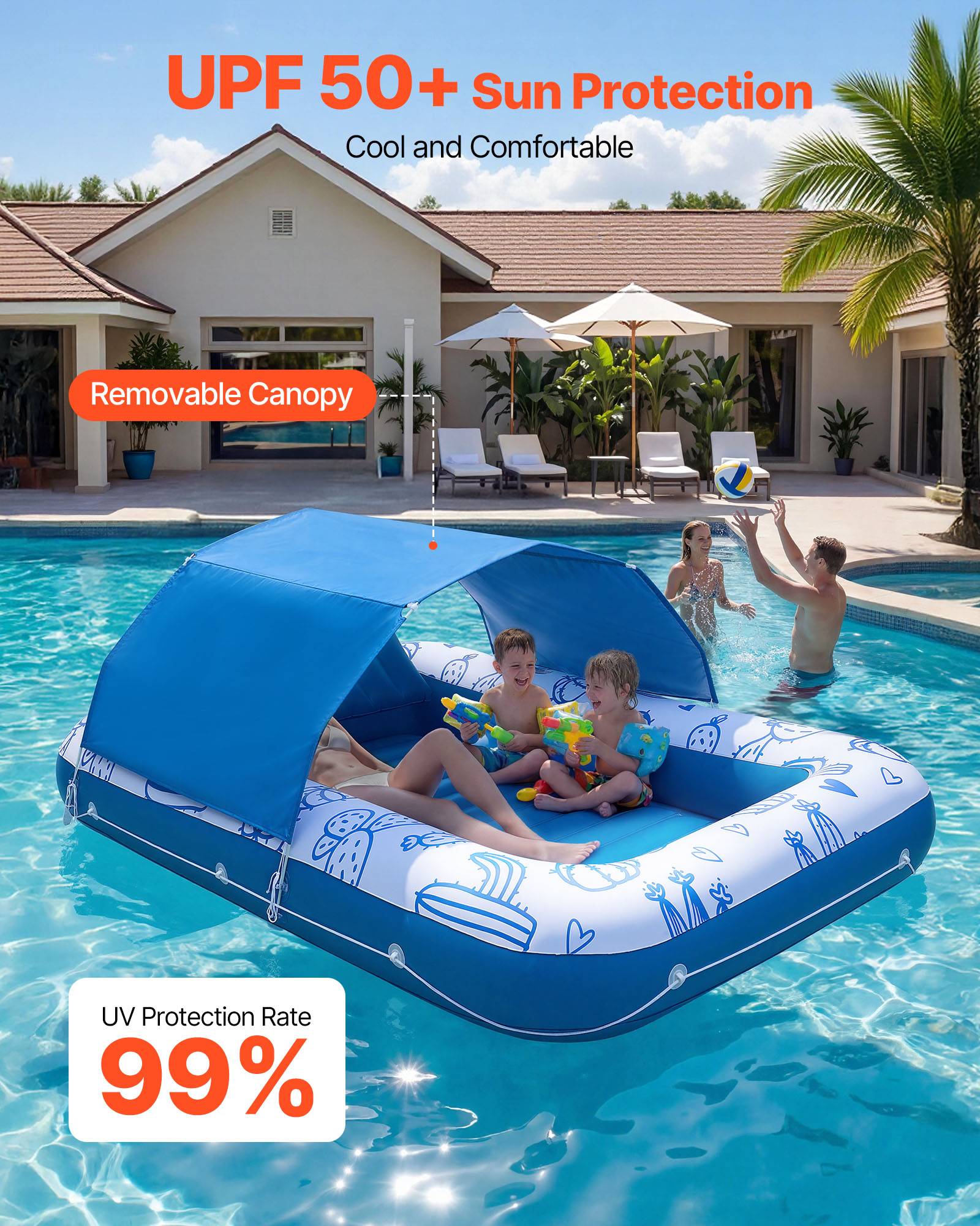 Vevor - VEVOR Matelas Gonflable Piscine avec Pare-solaire Bain de Soleil Flottant 250 kg - Image 2