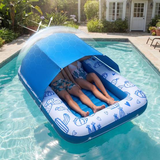 Vevor - VEVOR Matelas Gonflable Piscine avec Pare-solaire Bain de Soleil Flottant 250 kg - Image 1