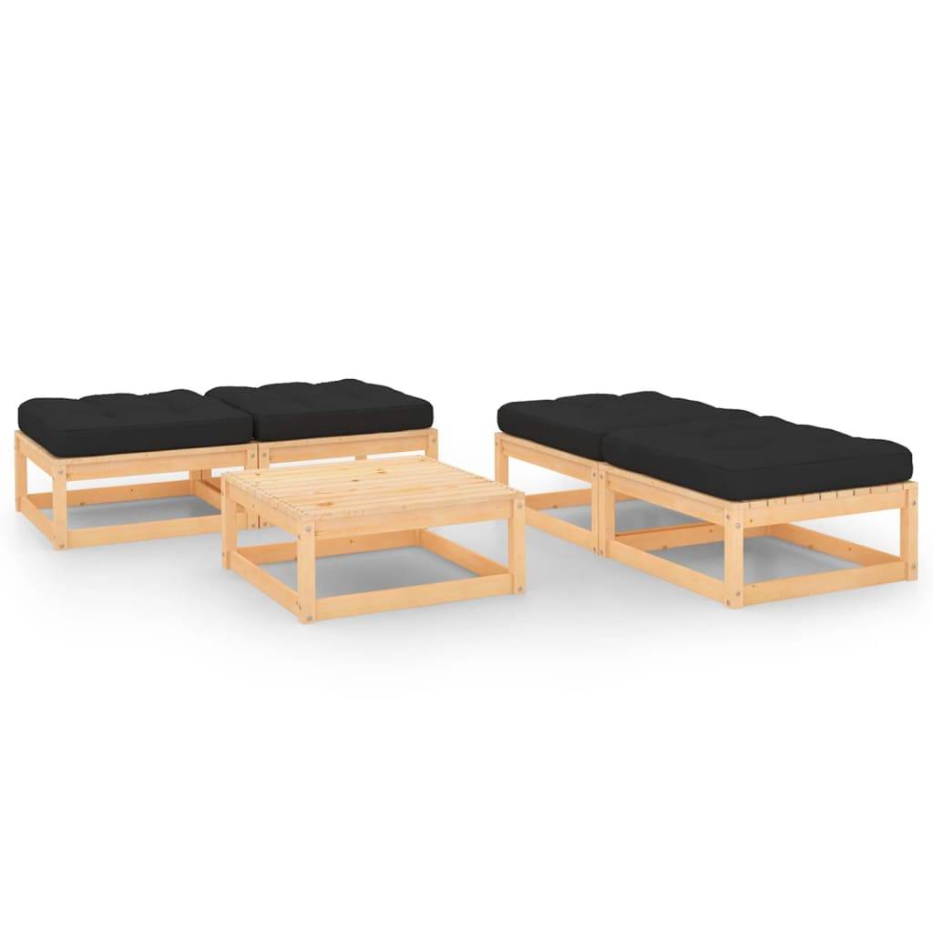 Helloshop26 - Salon de jardin meuble d'extérieur ensemble de mobilier 5 pièces avec coussins bois de pin massif - Imagen 1