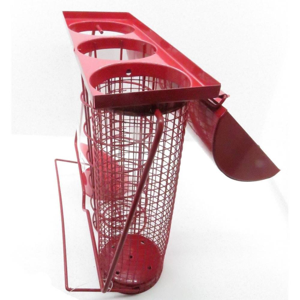 Mangeoire trio rouge. 20 x 9 x hauteur 22.5 cm, pour oiseaux - Image 3