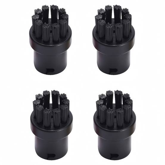 Lot de 4 Brosses Rondes de Rechange pour Nettoyeur Vapeur Karcher SC1/SC2/SC3/SC4/SC5/SC7 (Noir) - IntiMeg - Image 1