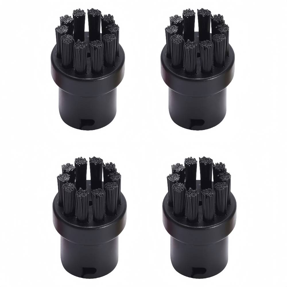 Lot de 4 Brosses Rondes de Rechange pour Nettoyeur Vapeur Karcher SC1/SC2/SC3/SC4/SC5/SC7 (Noir) - IntiMeg - Image 1
