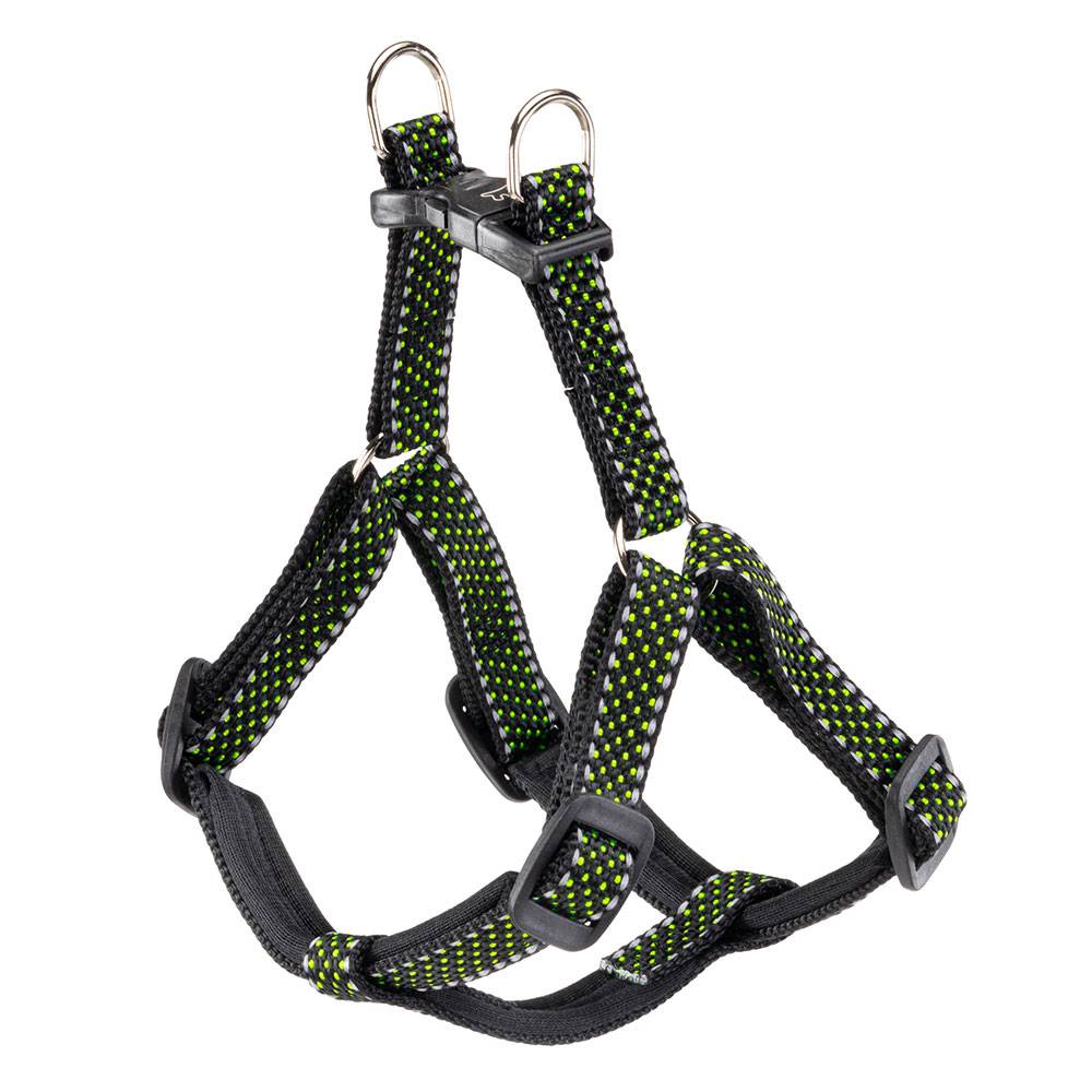 Ferplast - Harnais pour Petits Chiens Réfléchissant DAYTONA DELUXE SMALL, Rembourré, Noir-Vert - Imagen 1