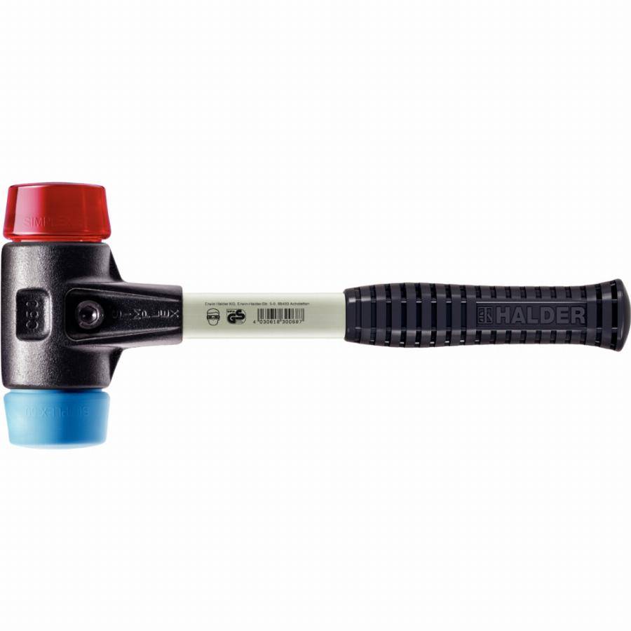 Maillet HALDER SIMPLEX TPE souple /plastique avec boîtier en fonte malléable renforcée et manche en fibre de verre - D=40 mm - 3716.040