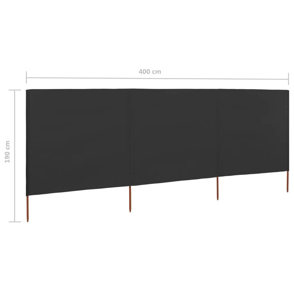 Helloshop26 - Brises-vue paravent 3 panneau x tissu 400 x 160 cm anthracite - Imagen 6