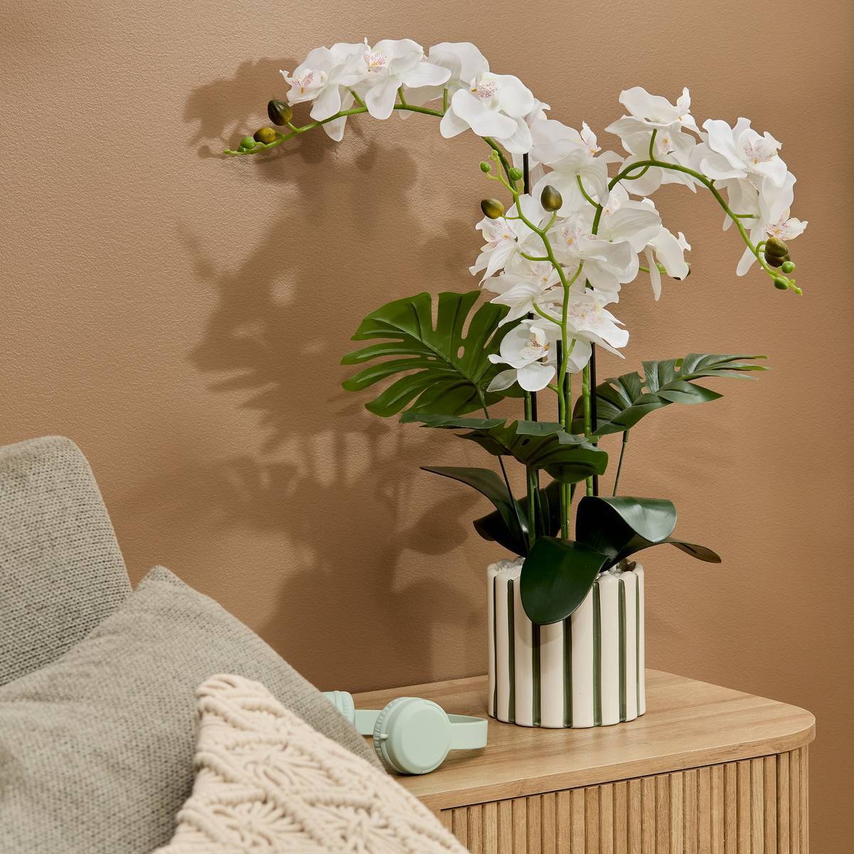 Atmosphera - Fleur Artificielle Asia Orchidée H81 cm Pot en Grès Vert - Atmosphera Créateur d'intérieur