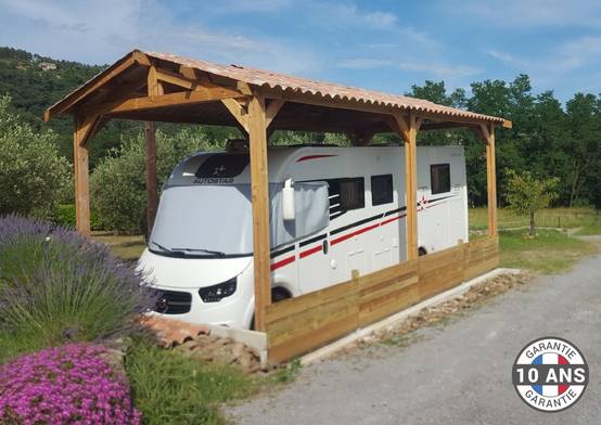 Carport bois 2 pentes 550cmx750cm bois DOUGLAS Français label PEFC (Charpente - Auvent - Abri Camping-car) 42 m². Garantie 10 ans - Image 2