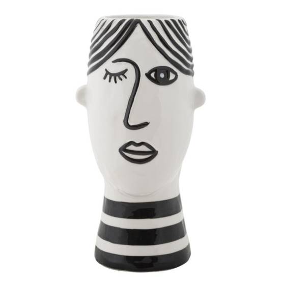 Vase visage en céramique blanche 13.2x11.8x26.3 cm - Mauro Ferretti - Image 1