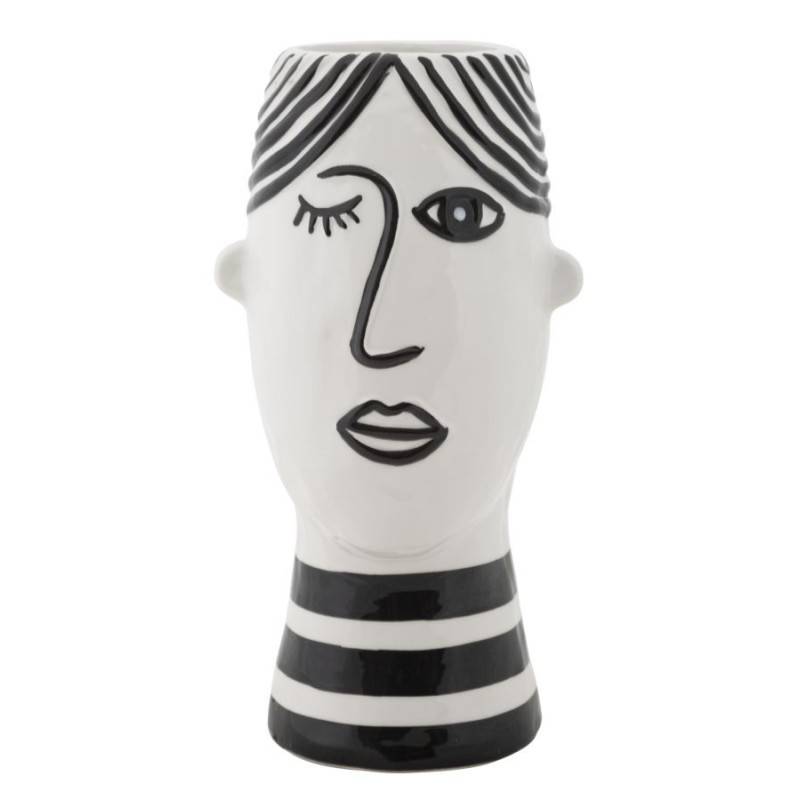 Vase visage en céramique blanche 13.2x11.8x26.3 cm - Mauro Ferretti - Image 1