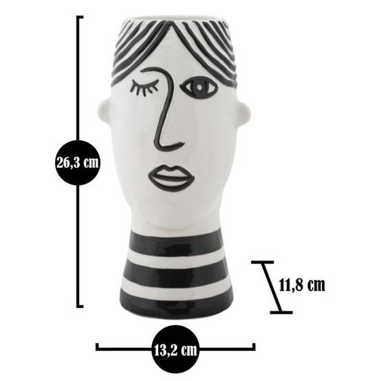 Vase visage en céramique blanche 13.2x11.8x26.3 cm - Mauro Ferretti - Image 7
