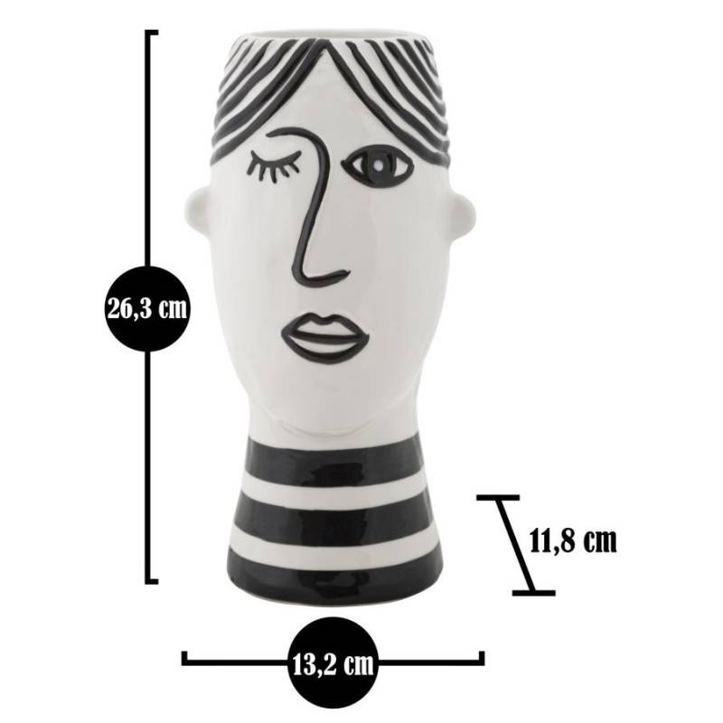 Vase visage en céramique blanche 13.2x11.8x26.3 cm - Mauro Ferretti - Image 7
