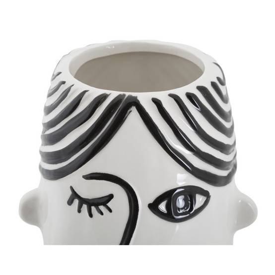 Vase visage en céramique blanche 13.2x11.8x26.3 cm - Mauro Ferretti - Image 5