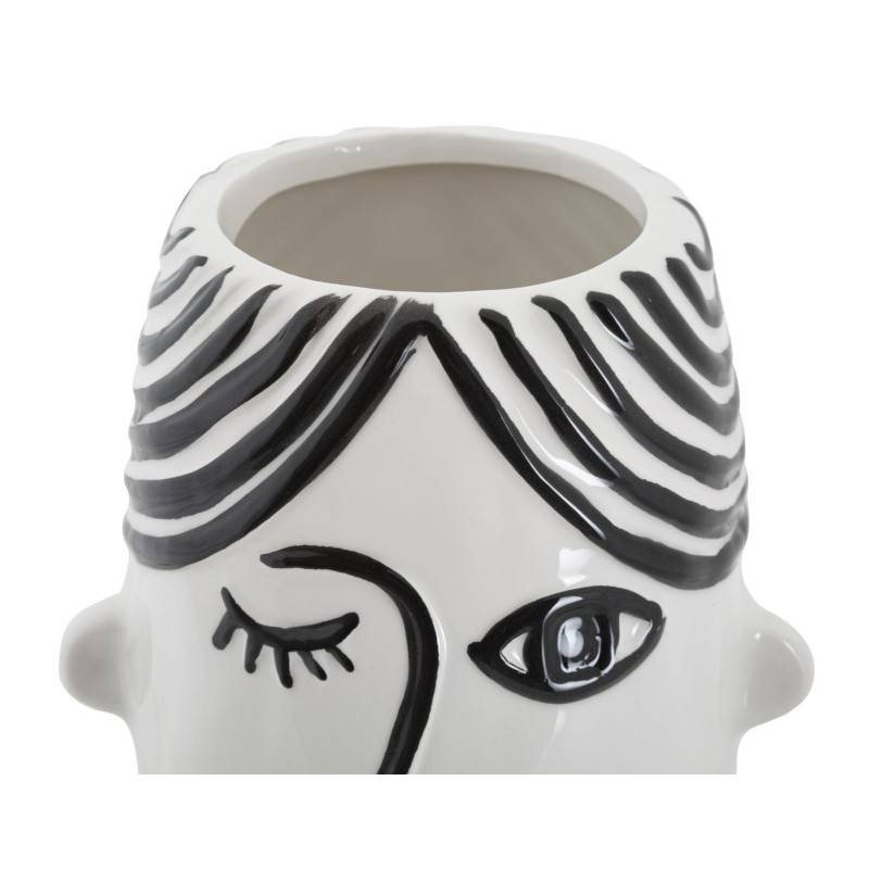 Vase visage en céramique blanche 13.2x11.8x26.3 cm - Mauro Ferretti - Image 5