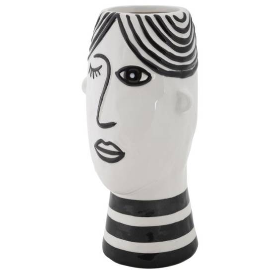 Vase visage en céramique blanche 13.2x11.8x26.3 cm - Mauro Ferretti - Image 3