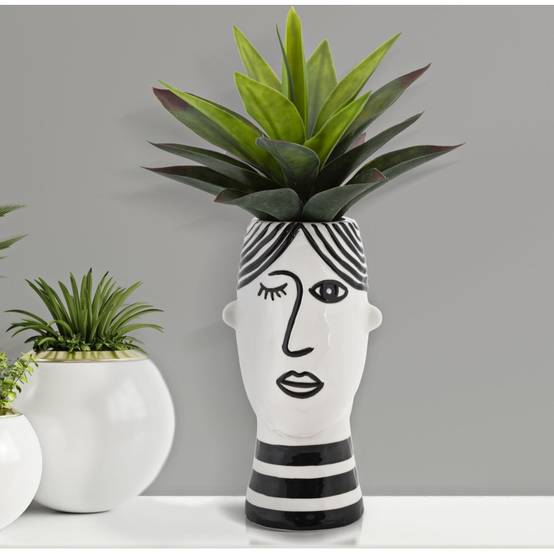 Vase visage en céramique blanche 13.2x11.8x26.3 cm - Mauro Ferretti - Image 6