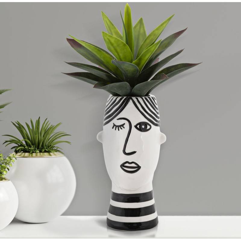 Vase visage en céramique blanche 13.2x11.8x26.3 cm - Mauro Ferretti - Image 6