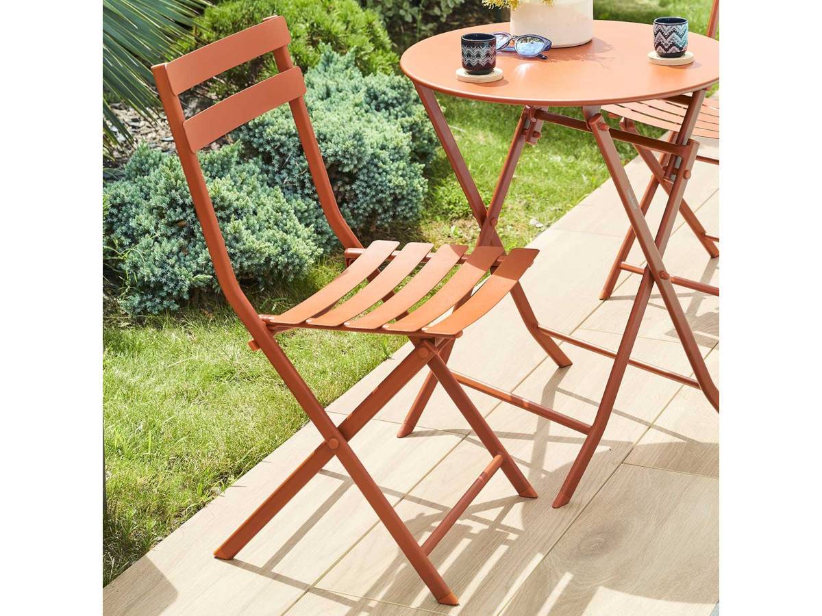 Hesperide - Lot de 2 Chaises de jardin métal pliante Greensboro Ambre- Hespéride - Image 3