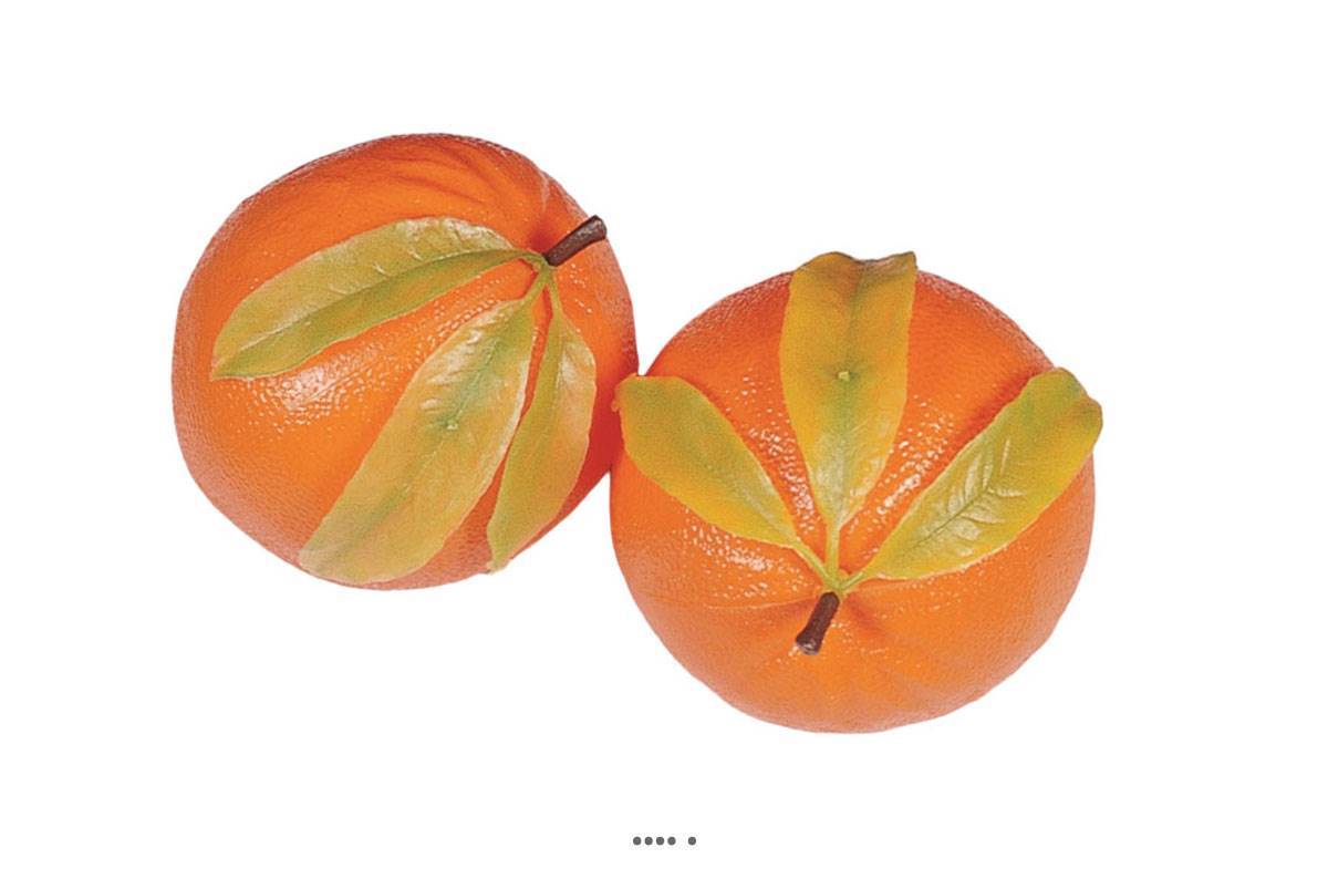 Artificielles - Orange artificielle géante et feuilles X 2 Plastique soufflé D 175 mm - Imagen 1