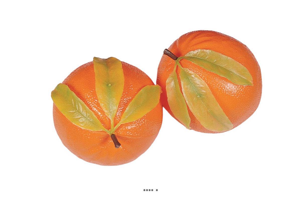 Artificielles - Orange artificielle géante et feuilles X 2 Plastique soufflé D 175 mm - Imagen 2