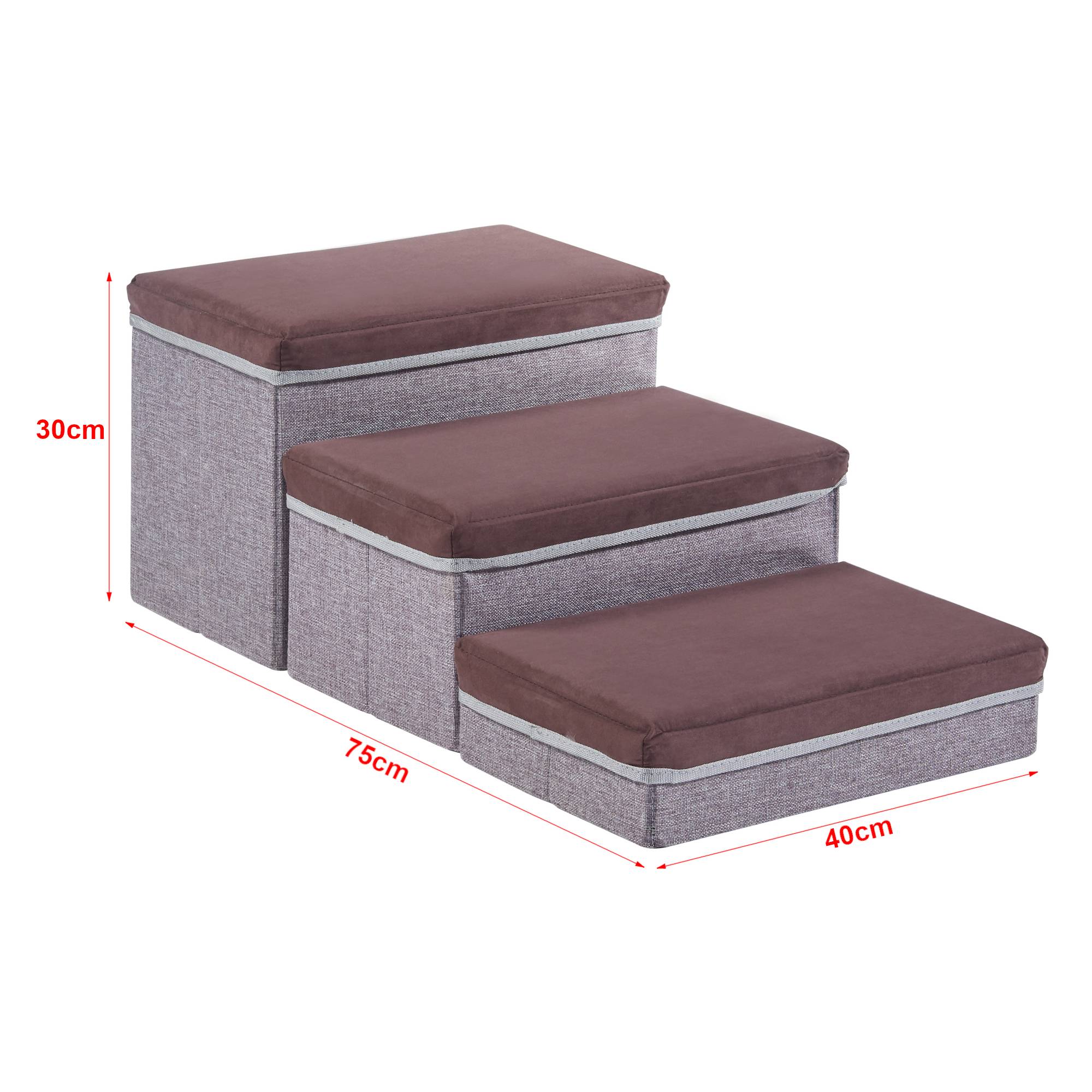 [en.casa] - Escalier à 3 marches pour animaux domestiques Vojens 75 x 40 x 30 cm marron foncé gris [en.casa] - Imagen 5