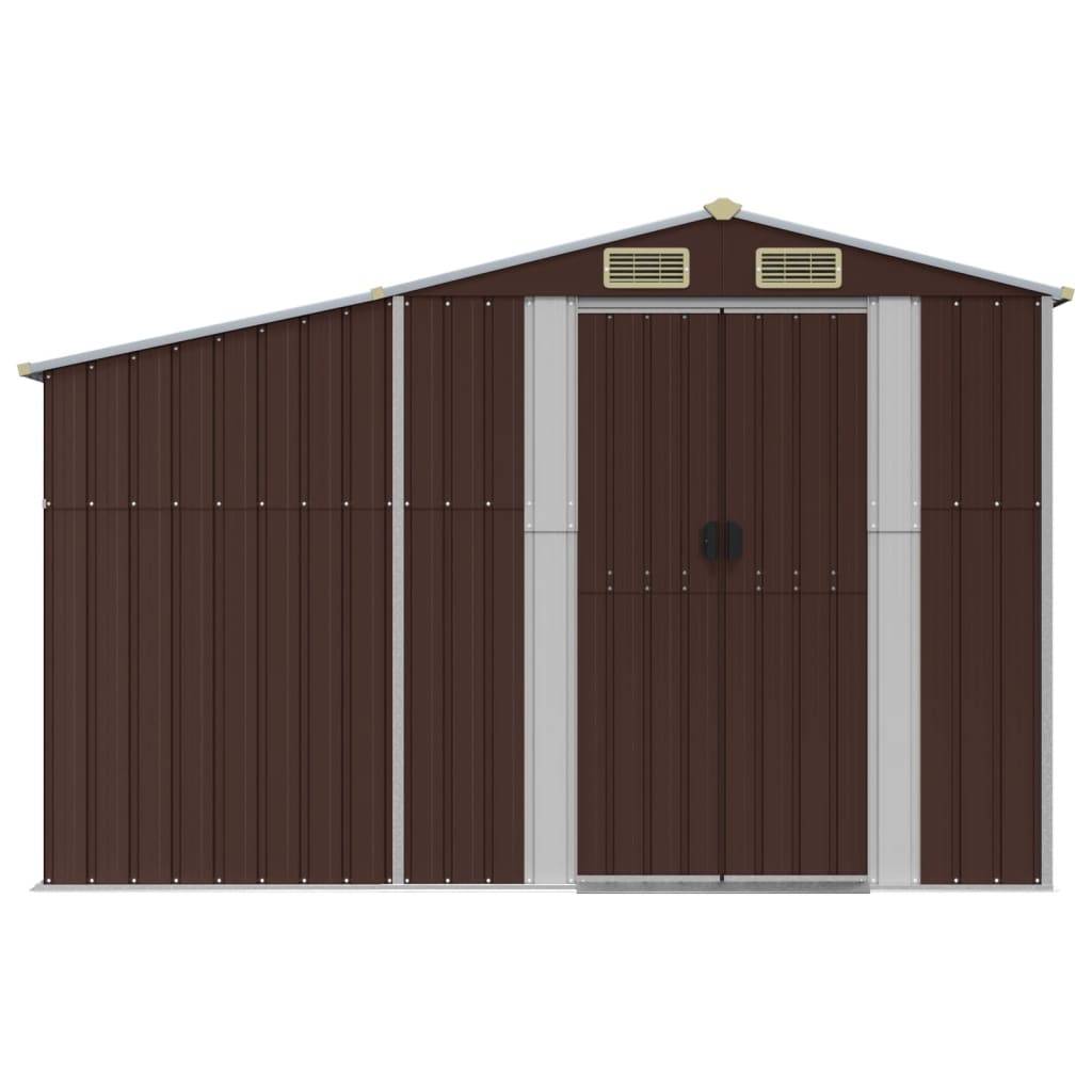 Helloshop26 - Abri de jardin cabane cabanon maison de stockage remise extérieur hangar outils robuste 277 x 192,5 x 179 cm acier galvanisé marron - Imagen 3
