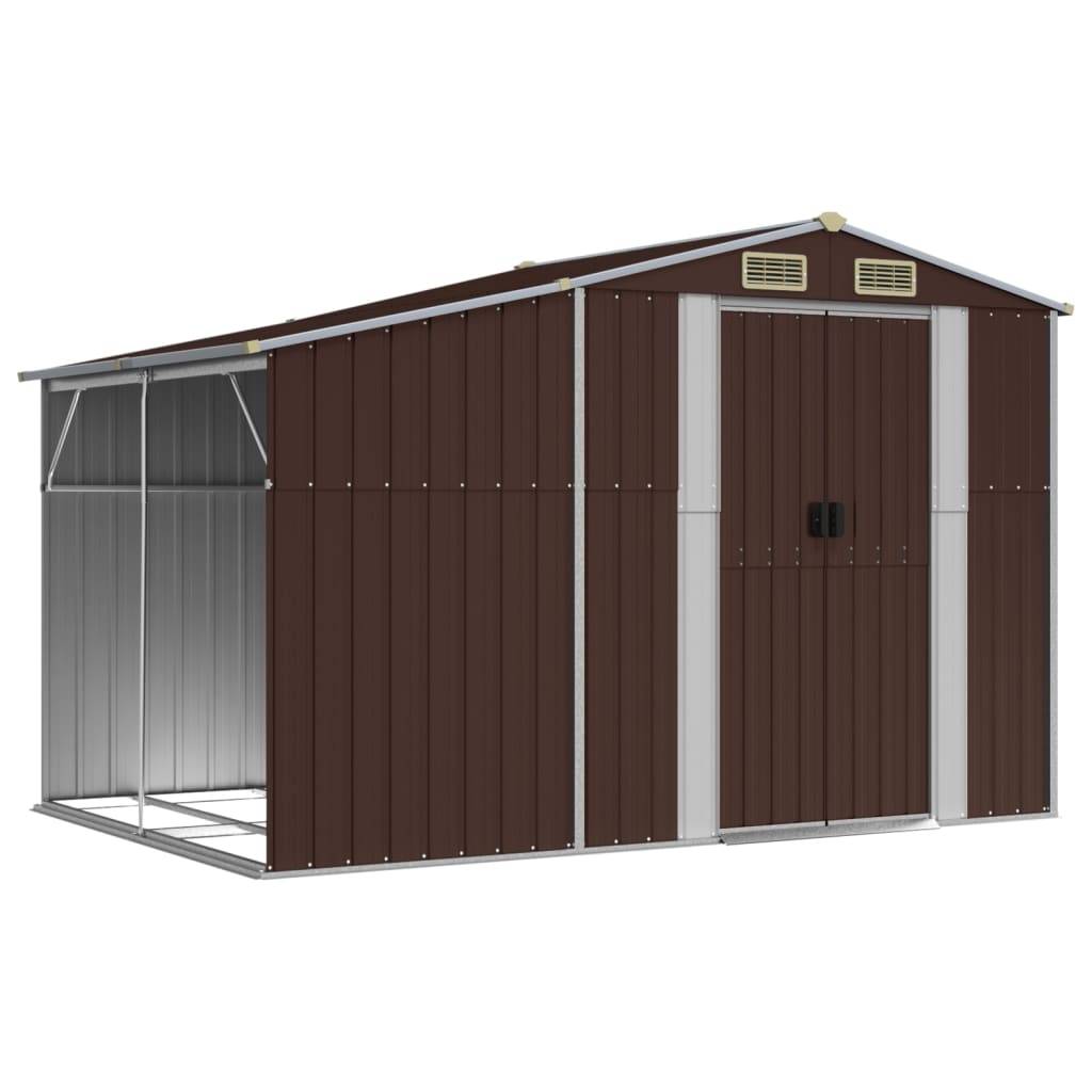 Helloshop26 - Abri de jardin cabane cabanon maison de stockage remise extérieur hangar outils robuste 277 x 192,5 x 179 cm acier galvanisé marron - Imagen 1