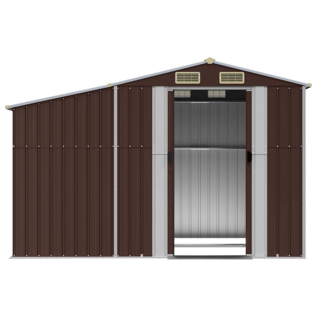 Helloshop26 - Abri de jardin cabane cabanon maison de stockage remise extérieur hangar outils robuste 277 x 192,5 x 179 cm acier galvanisé marron - Imagen 4