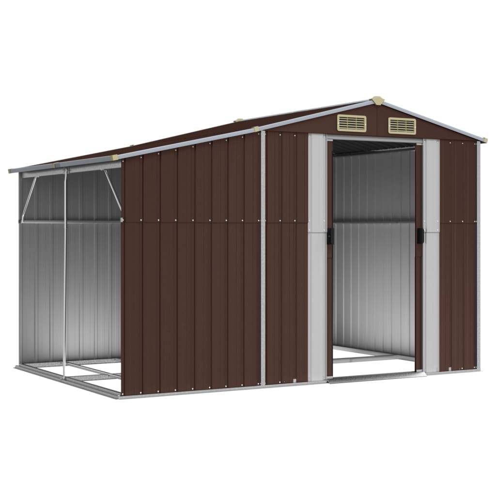 Helloshop26 - Abri de jardin cabane cabanon maison de stockage remise extérieur hangar outils robuste 277 x 192,5 x 179 cm acier galvanisé marron - Imagen 2