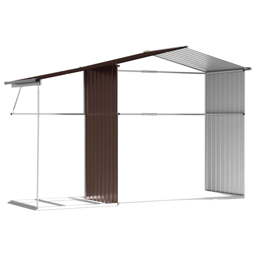 Helloshop26 - Abri de jardin cabane cabanon maison de stockage remise extérieur hangar outils robuste 277 x 192,5 x 179 cm acier galvanisé marron - Imagen 7