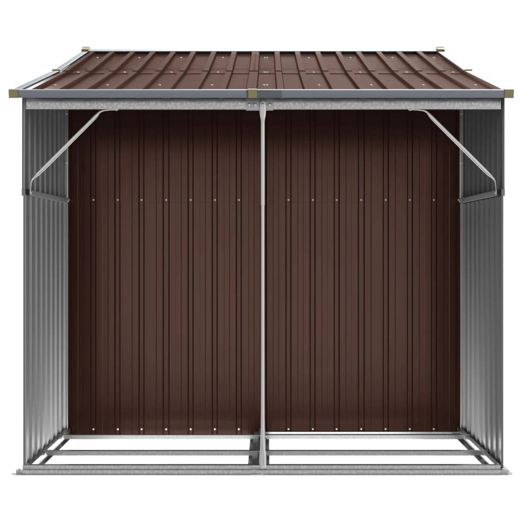 Helloshop26 - Abri de jardin cabane cabanon maison de stockage remise extérieur hangar outils robuste 277 x 192,5 x 179 cm acier galvanisé marron - Imagen 5