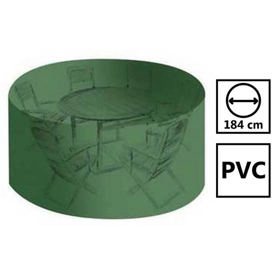 Housse salon de jardin pvc ronde 184 x 120 cm avec oeillets couleur Verte - Image 2