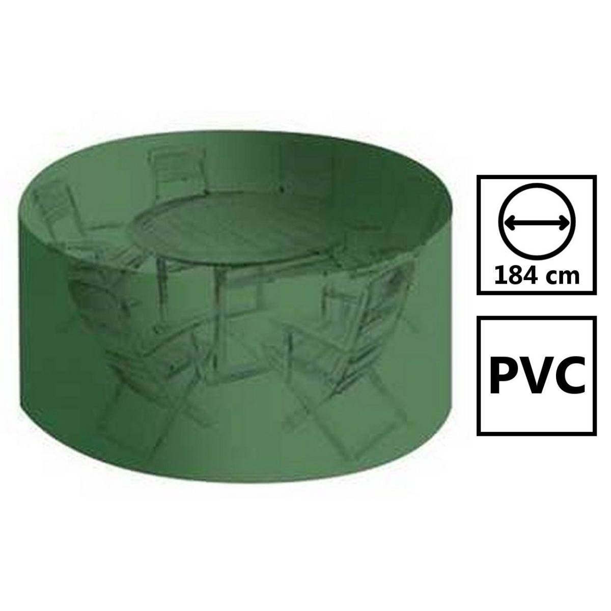 Housse salon de jardin pvc ronde 184 x 120 cm avec oeillets couleur Verte - Imagen 2