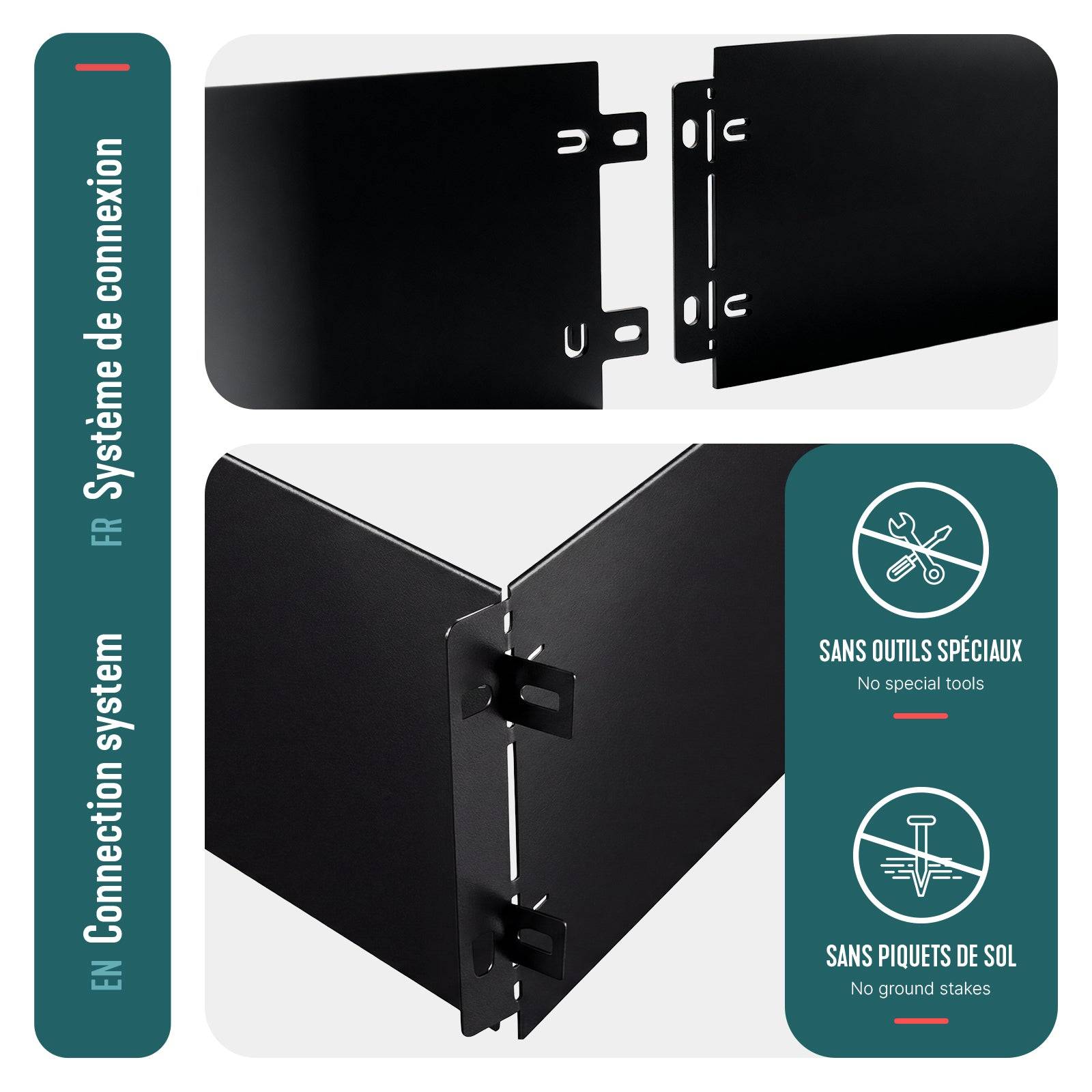 Vounot - Lot de 25 Bordure de jardin en métal flexible 100x18cm noir - clôture gazon antirouille 25m - VOUNOT® - Image 4