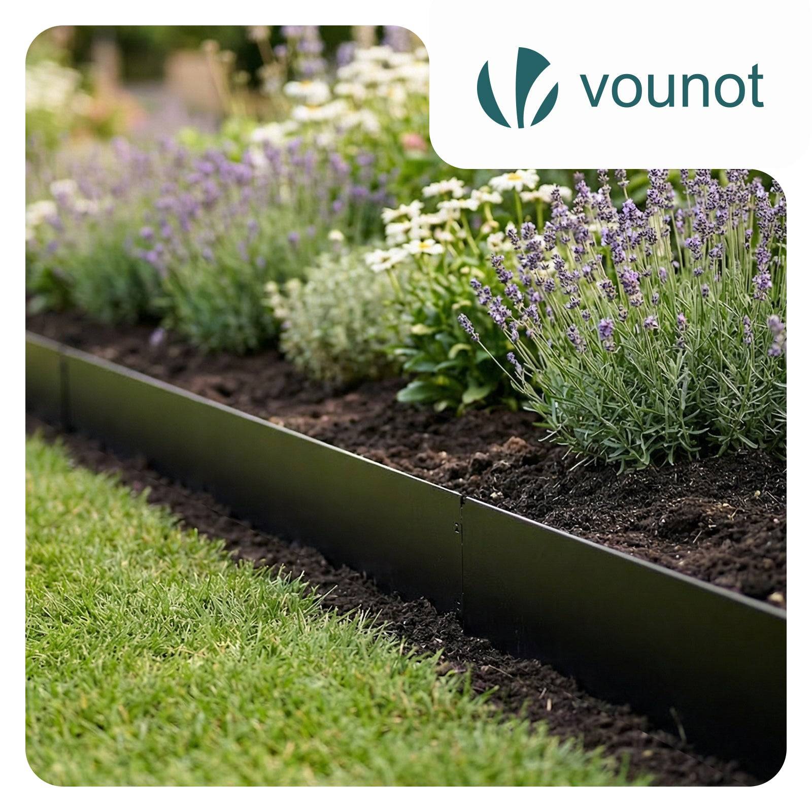 Vounot - Lot de 25 Bordure de jardin en métal flexible 100x18cm noir - clôture gazon antirouille 25m - VOUNOT® - Image 2