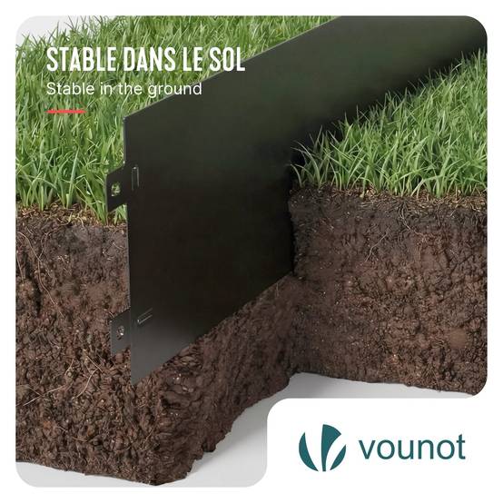 Vounot - Lot de 25 Bordure de jardin en métal flexible 100x18cm noir - clôture gazon antirouille 25m - VOUNOT® - Image 6