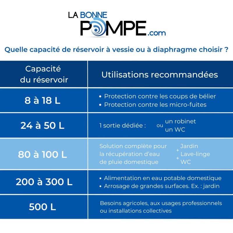 Kit réservoir à diaphragme PWB 80L horizontal Challenger - 10 bars - 1" - Image 2