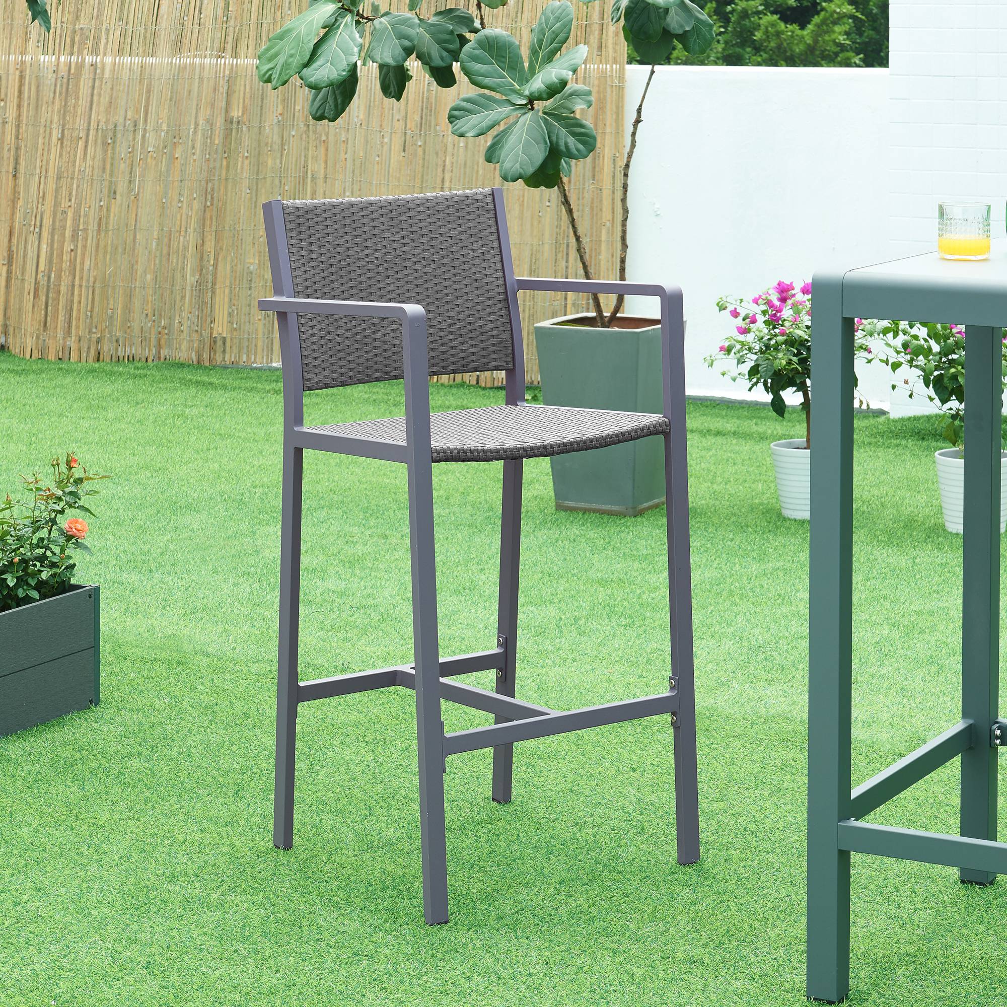 Casa.Pro - Lot de 2 tabourets de bar pour extérieur Avise hauteur d'assise 75 cm anthracite gris foncé casa.pro - Imagen 2