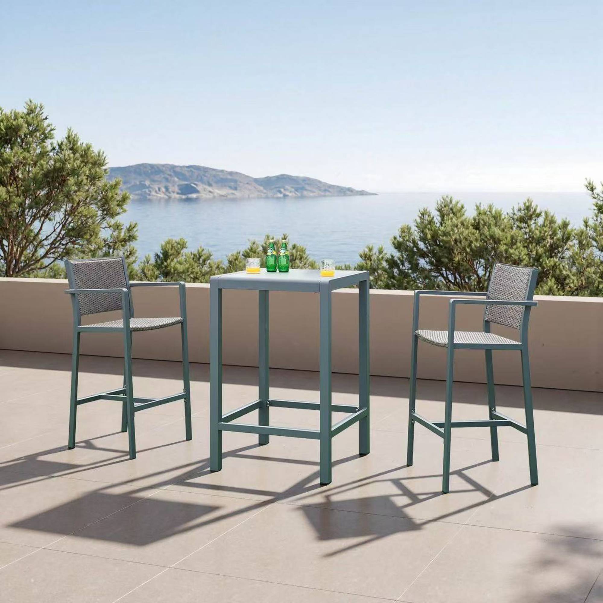 Casa.Pro - Lot de 2 tabourets de bar pour extérieur Avise hauteur d'assise 75 cm anthracite gris foncé casa.pro - Imagen 3
