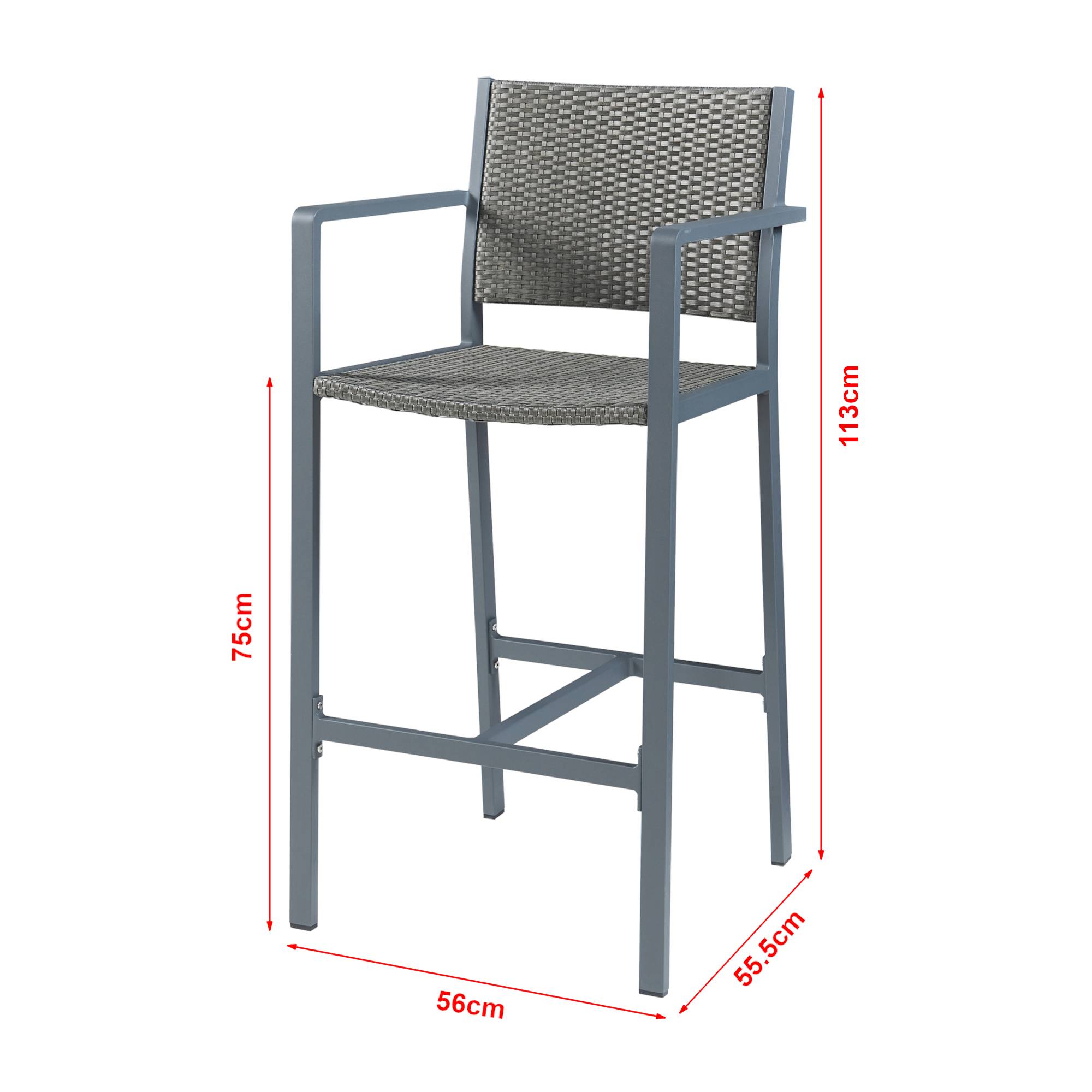 Casa.Pro - Lot de 2 tabourets de bar pour extérieur Avise hauteur d'assise 75 cm anthracite gris foncé casa.pro - Imagen 5