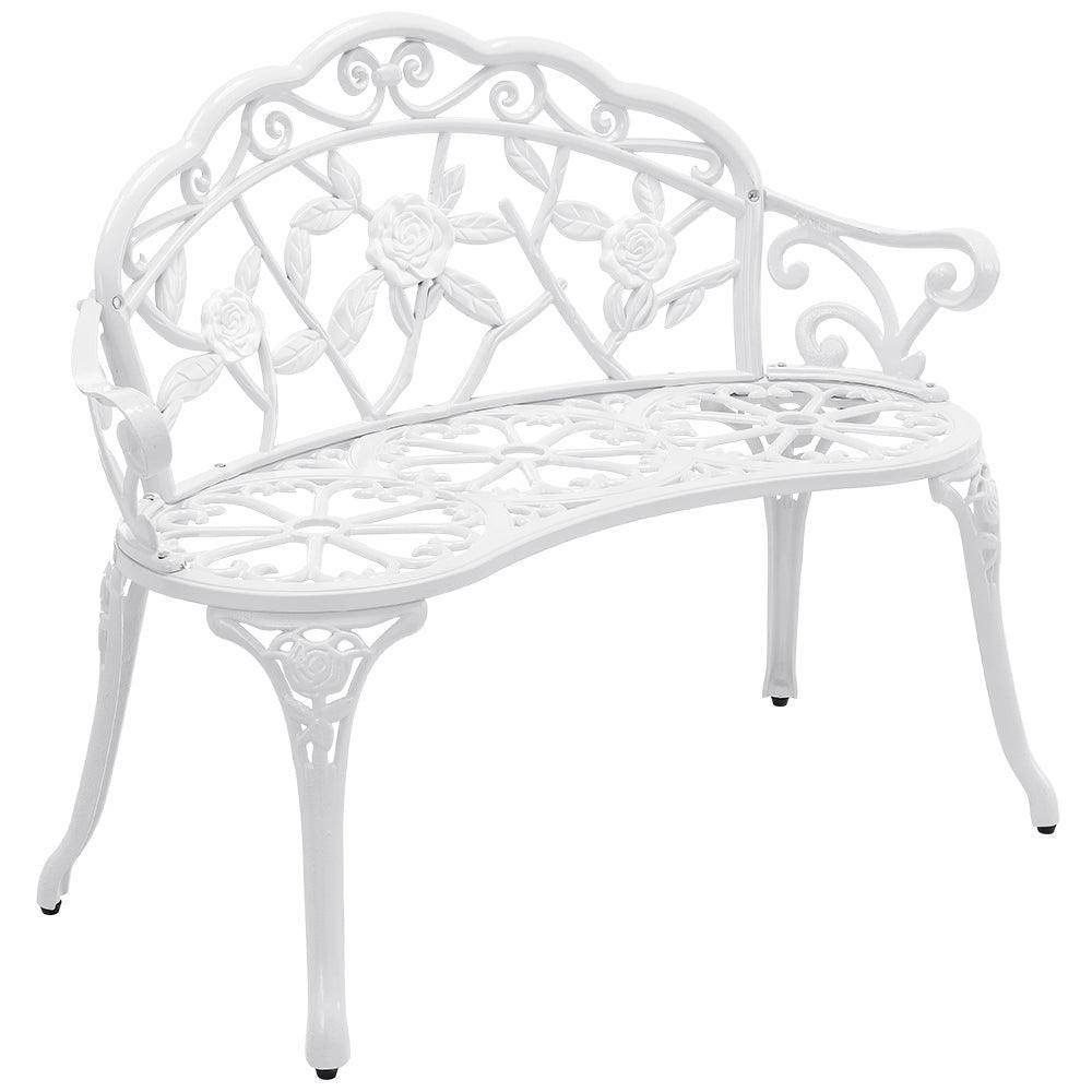 Helloshop26 - Banc chaise siège de jardin fonte résistant aux intempéries 100 cm blanc - Imagen 1