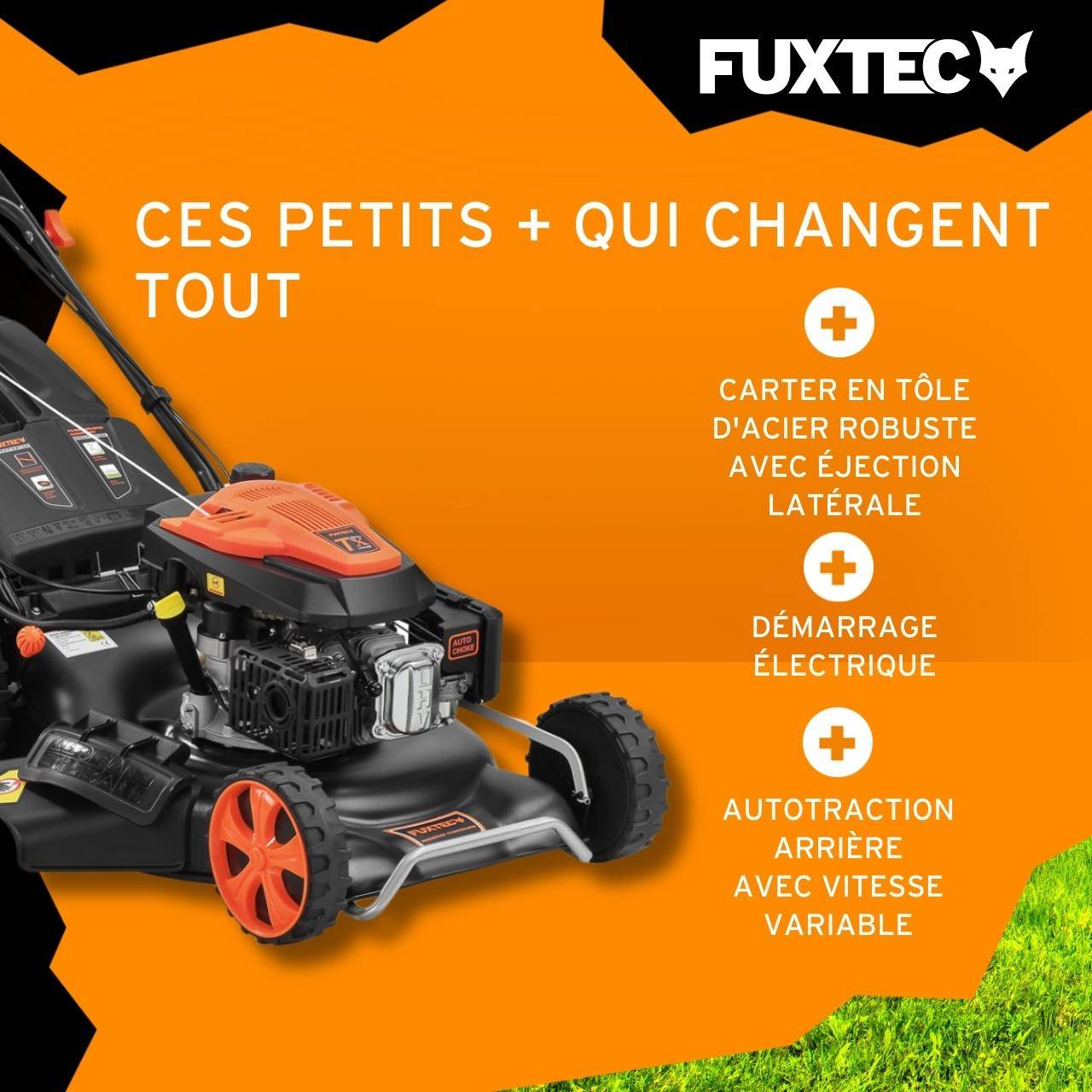 FUXTEC - Tondeuse thermique autotractée FUXTEC FX-RM5396ESPRO – 53 cm, 6 CV, 196 cm³, bac 70 L, démarrage électrique, vitesse réglable - FUXTEC - Image 4