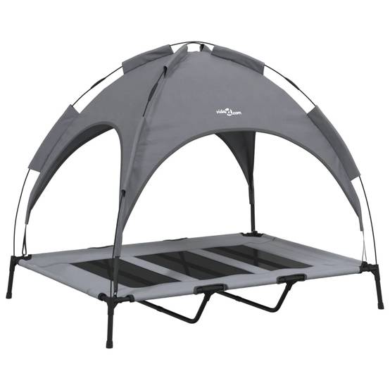 Grand Lit Chien avec Auvent Acier renforcé pour Extérieur Anthracite 122x93cm – ComfortXL Pet Living - Image 2