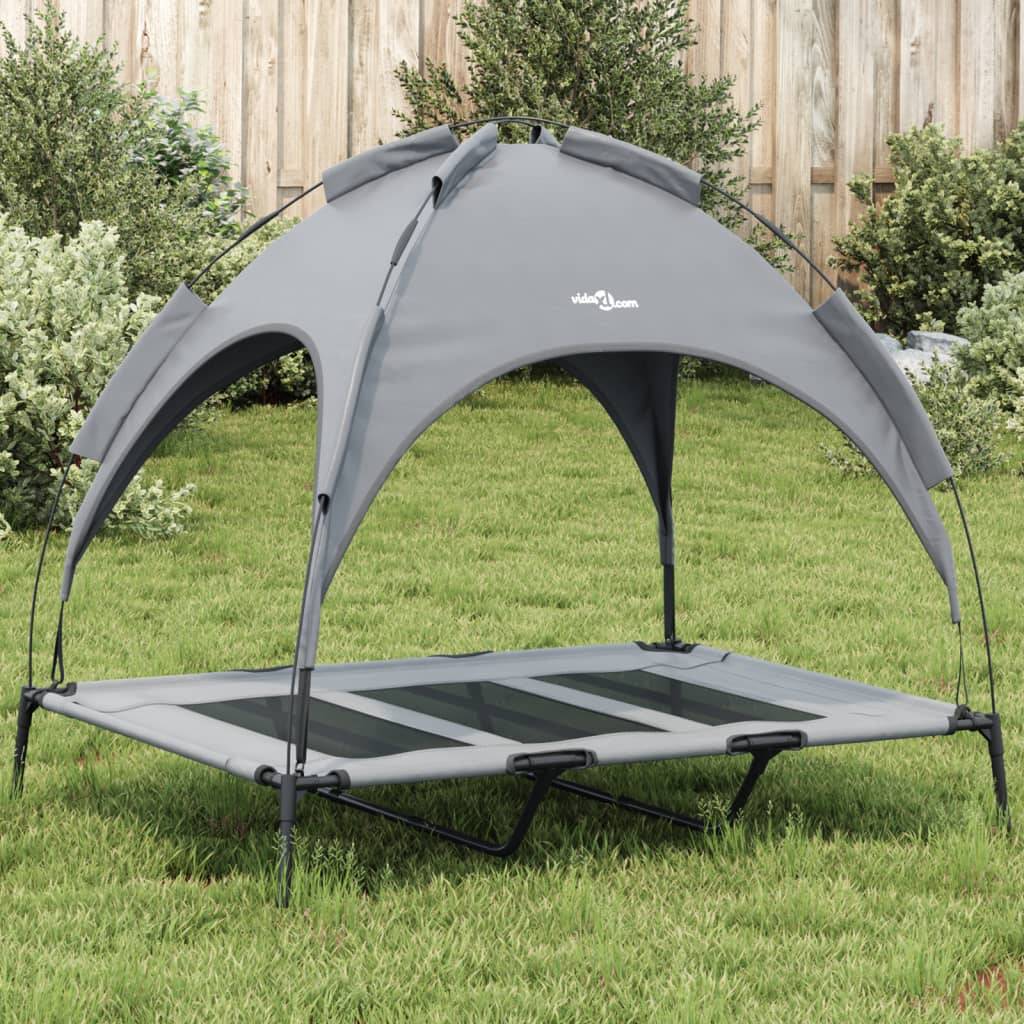Grand Lit Chien avec Auvent Acier renforcé pour Extérieur Anthracite 122x93cm – ComfortXL Pet Living - Image 1