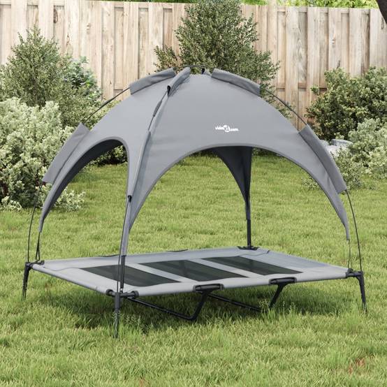 Grand Lit Chien avec Auvent Acier renforcé pour Extérieur Anthracite 122x93cm – ComfortXL Pet Living - Image 3