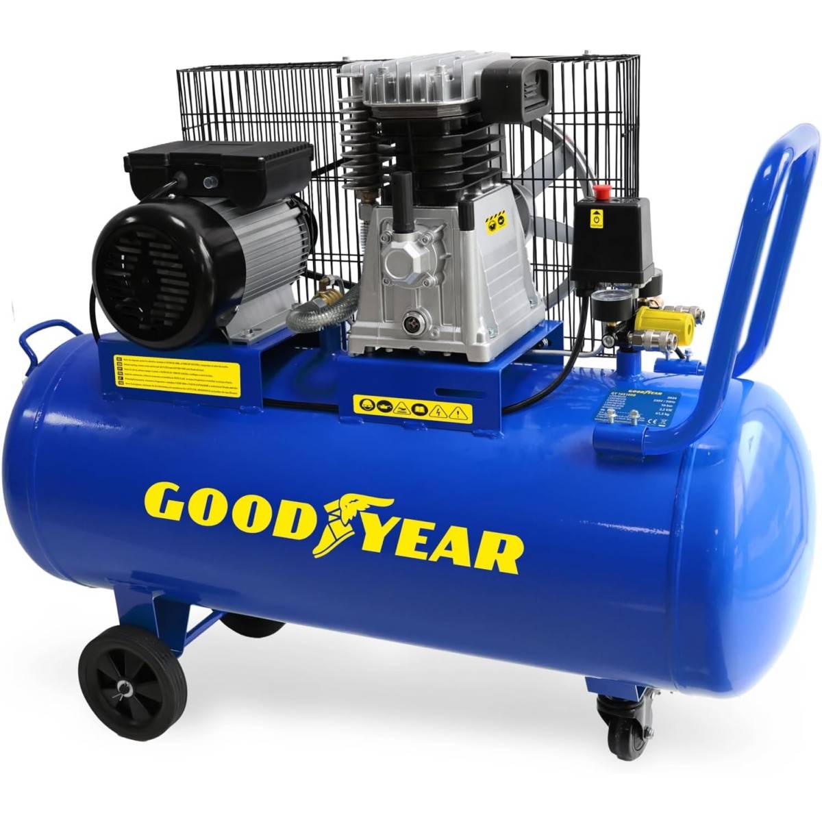 Compresseur d'air 10 bars Réservoir 100L à Courroie 3CV 2250W Débit air 350L/min GOODYEAR - Imagen 1