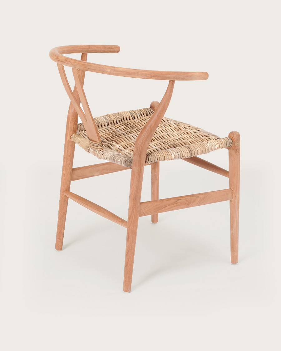Lyia - Chaise en teck massif et rotin - UNIQKA - Imagen 4
