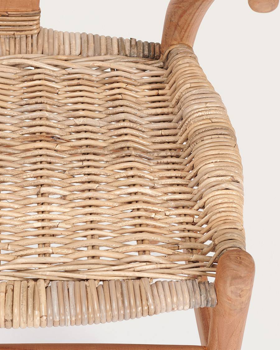 Lyia - Chaise en teck massif et rotin - UNIQKA - Imagen 8
