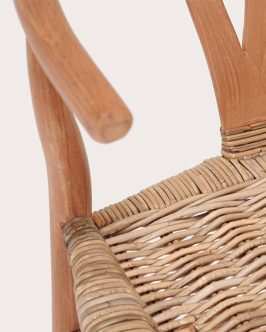 Lyia - Chaise en teck massif et rotin - UNIQKA - Imagen 7